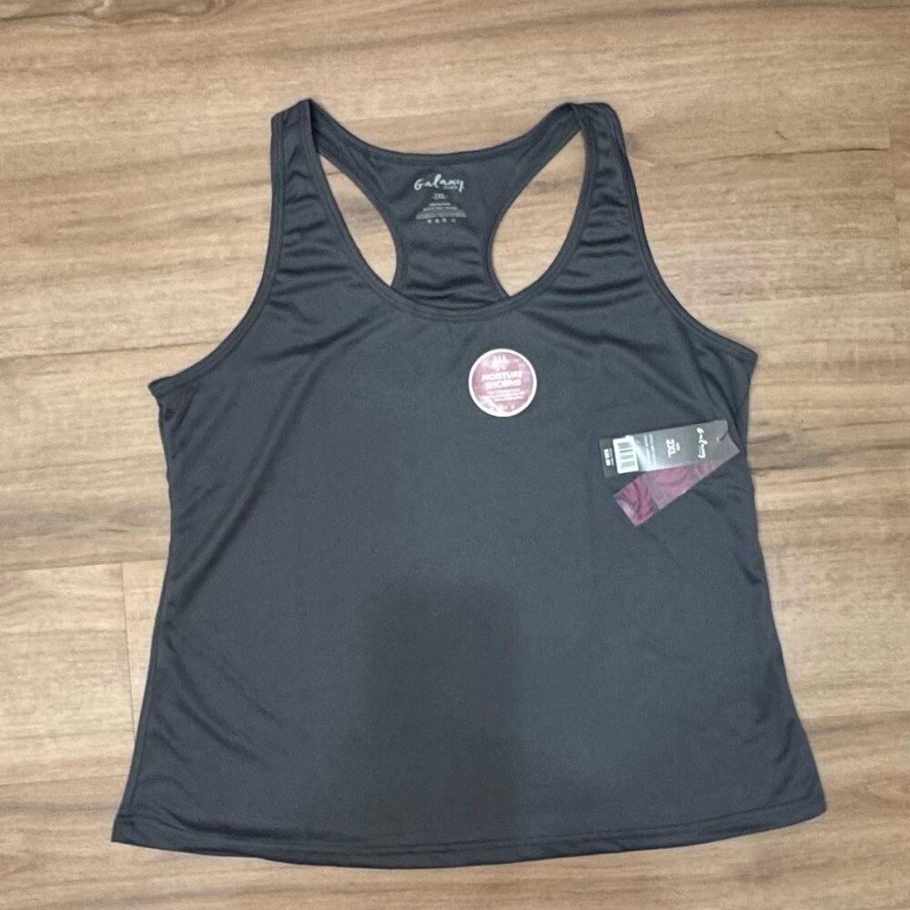 Racerback Active Athletic Tank‎ Top Galaxy by Harvic Womens 2XL Charcoal Gray
